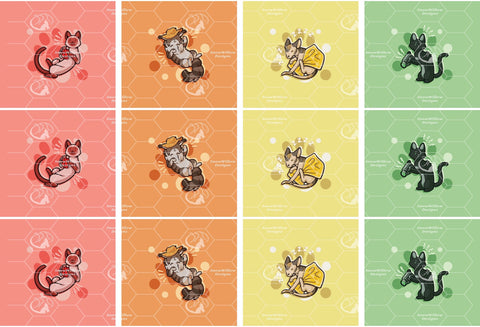 RETAIL  Beans and Fluffs 4 panel sack set with Boom, Farmer, Grumpy, and Scaredy Paranormal fluffs