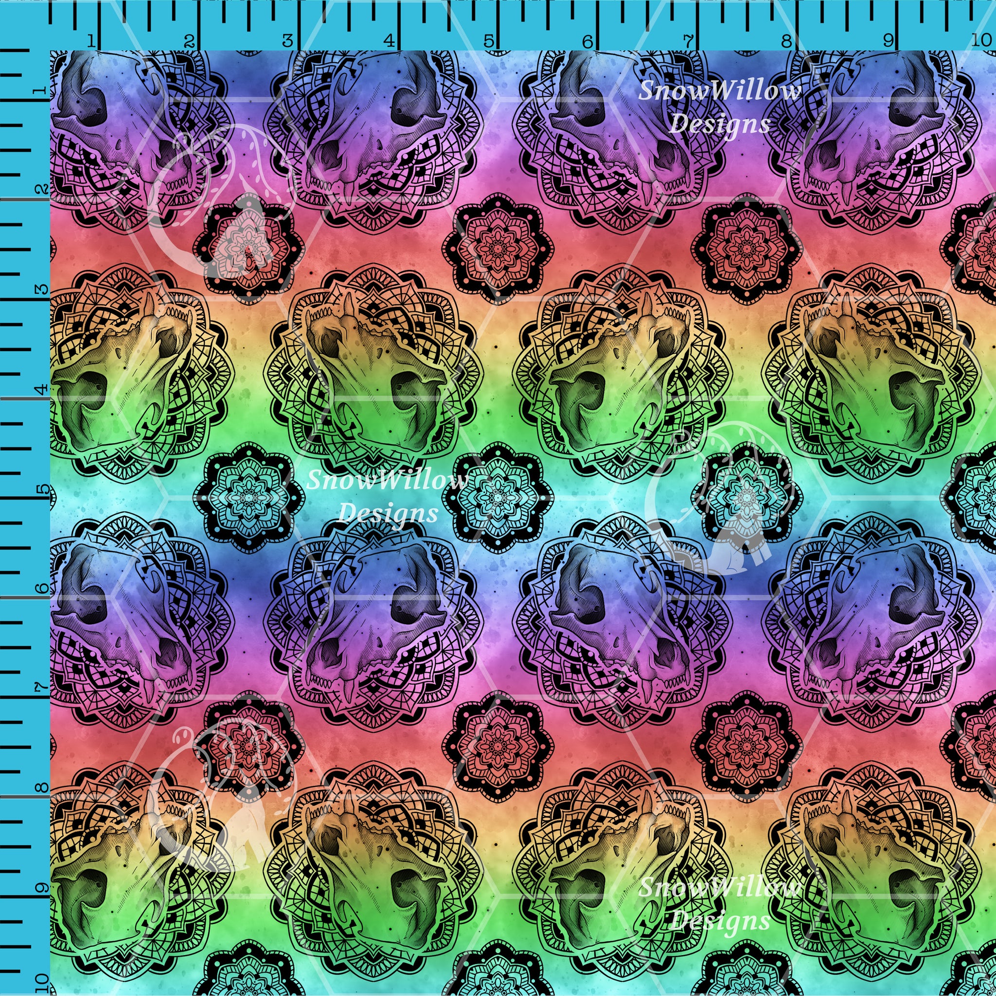 Dog Skull Fractal Rainbow Inverse