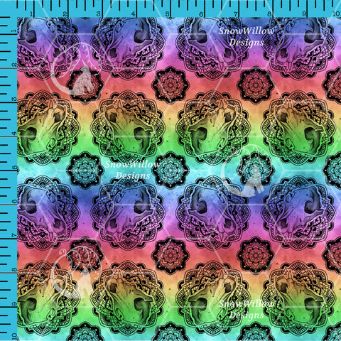 Dog Skull Fractal Rainbow Inverse